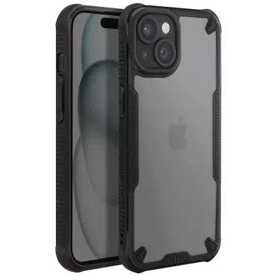 Ohišje za iPhone 15 Odporno na udarce Reinforced Corners Anti-puncture Matte Back, Črna