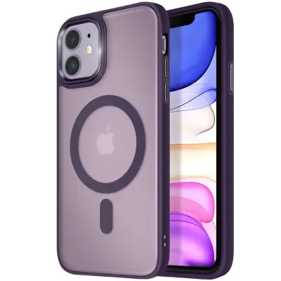Ohišje MagSafe za iPhone 11 Hrbtna podloga Frosted Obris, Vijolična