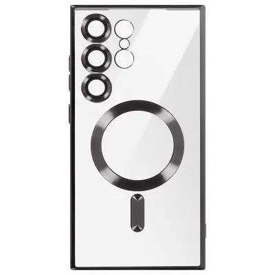Magsafe ohišje za Samsung Galaxy S24 Ultra Zaščita Chrome, Črna