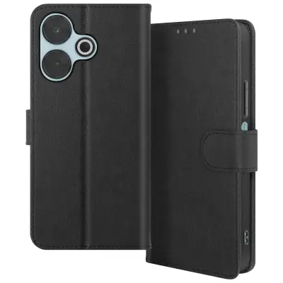 Torbica s preklopom za Xiaomi Redmi 13 4G Večnamenska zaklopka Video podpora, Črna