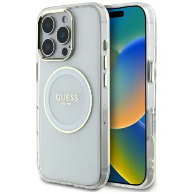 GUESS OVITEK IML KOVINSKI KROG ZA IPHONE 16 PRO ZA MAGSAFE CLASSIC LOGO