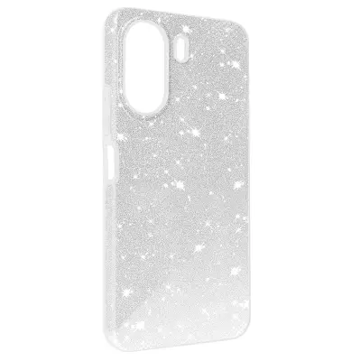 Ovitek za Xiaomi Redmi 13C Glitter Silicone Semi-rigid Thin, Srebrna