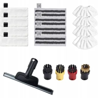 ROSFIX SET DODATNA OPREMA ZA PARNI MOP – 17-DELNI KOMPLET ZA KARCHER EASYFIX SC2–SC5 | MIKROFIBRA, ŠČETKE, STRGALO | ZA TLA, FUGE, STEKLO, ŽAR