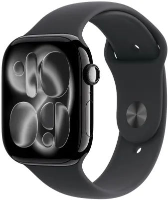 Apple Watch Series 11 GPS 42mm Jet Black Aluminium Case with Black Sport Band - S/M