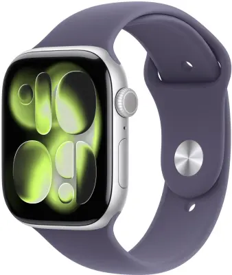 Apple Watch Series 11 GPS 42mm Silver Aluminium Case with Purple Fog Sport Band - S/M