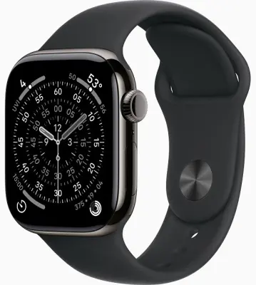 Apple Watch Series 11 GPS + Cellular 42mm Slate Titanium Case with Black Sport Band - S/M