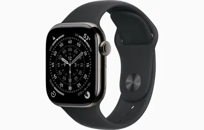 Apple Watch Series 11 GPS + Cellular 42mm Slate Titanium Case with Black Sport Band - M/L