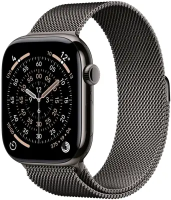 Apple Watch Series 11 GPS + Cellular 42mm Slate Titanium Case with Slate Milanese Loop