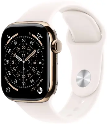Apple Watch Series 11 GPS + Cellular 42mm Gold Titanium Case with Light Blush Sport Band - M/L