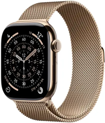 Apple Watch Series 11 GPS + Cellular 42mm Gold Titanium Case with Gold Milanese Loop