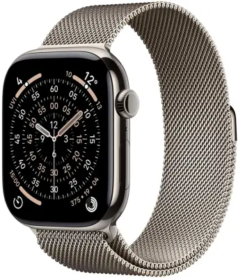Apple Watch Series 11 GPS + Cellular 46mm Natural Titanium Case with Natural Milanese Loop - S/M