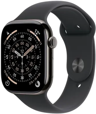 Apple Watch Series 11 GPS + Cellular 46mm Slate Titanium Case with Black Sport Band - S/M