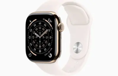 Apple Watch Series 11 GPS + Cellular 46mm Gold Titanium Case with Light Blush Sport Band - S/M