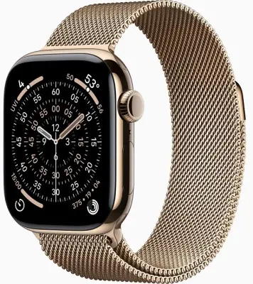 Apple Watch Series 11 GPS + Cellular 46mm Gold Titanium Case with Gold Milanese Loop - M/L