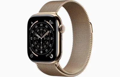 Apple Watch Series 11 GPS + Cellular 46mm Gold Titanium Case with Gold Milanese Loop - M/L
