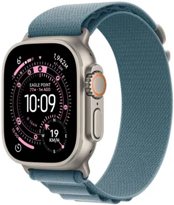 Apple Watch Ultra 3 GPS + Cellular 49mm Natural Titanium Case with Light Blue Alpine Loop - Medium