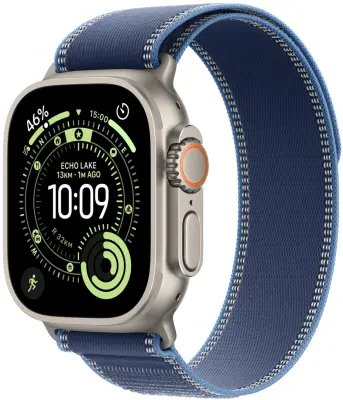 Apple Watch Ultra 3 GPS + Cellular 49mm Natural Titanium Case with Blue/Bright Blue Trail Loop - M/L