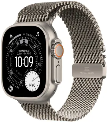 Apple Watch Ultra 3 GPS + Cellular 49mm Natural Titanium Case with Natural Titanium Milanese Loop - Small