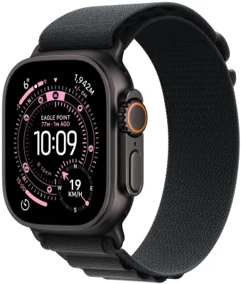 Apple Watch Ultra 3 GPS + Cellular 49mm Black Titanium Case with Black Alpine Loop - Medium