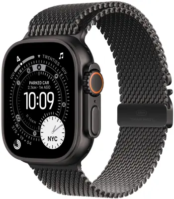 Apple Watch Ultra 3 GPS + Cellular 49mm Black Titanium Case with Black Titanium Milanese Loop - Large