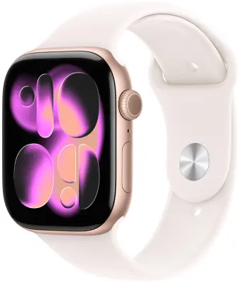 Apple Watch Series 11 GPS 46mm Rose Gold Aluminium Case with Light Blush Sport Band - S/M
