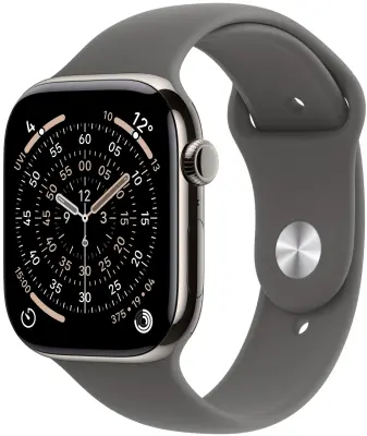Apple Watch Series 11 GPS + Cellular 46mm Natural Titanium Case with Stone Grey Sport Band - M/L