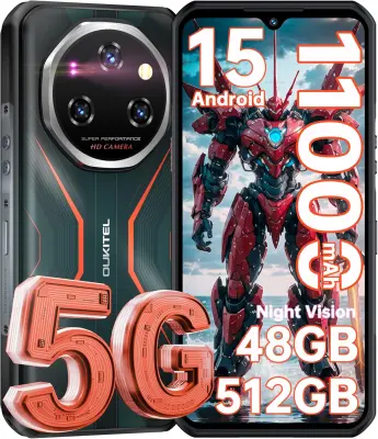 OUKITEL WP55 Pro 5G 48/512GB Dimensity 7025, oranžna pametni robustni telefon Android 15, 120Hz 6.6" FHD+