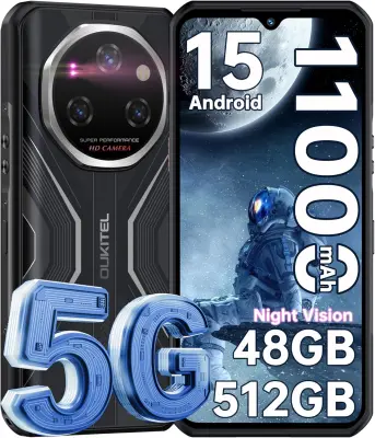 OUKITEL WP55 Pro 5G 48/512GB Dimensity 7025, črna pametni robustni telefon Android 15, 120Hz 6.6" FHD+