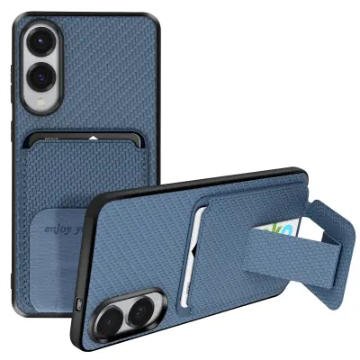 Karbonski ovitek za Samsung S25 Edge Silikonsko držalo za kartice, Modro oglje