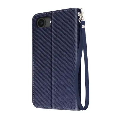 Karbonsko ohišje za iPhone 16e s podpornim trakom za denarnico, Modra noč