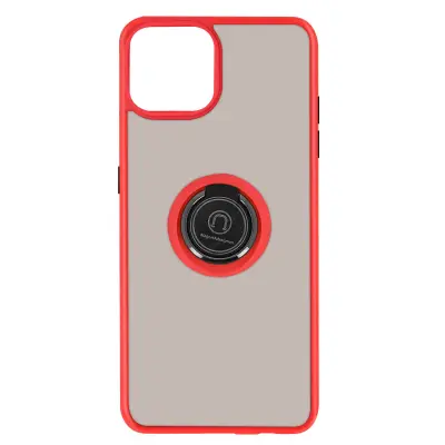 Apple iPhone 13 Pro Max Hard Case Bi-material Metal Ring Support rdeča, Rdeča