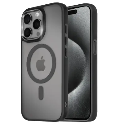 Ohišje MagSafe za iPhone 15 Pro Hrbtna podloga Frosted Obris, Črna