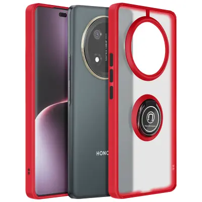 Ohišje za Honor Magic 7 Lite s kovinskim obročem za podporo videoposnetkom, Rdeča