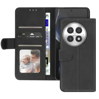 Ohišje za OnePlus 13 Clamshell Wallet Support Vintage Style, Črna