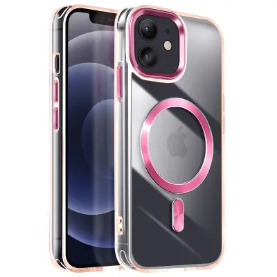 Ohišje MagSafe za iPhone 12 Pro in 12 Dos Cristal Color, Šampanjec roza