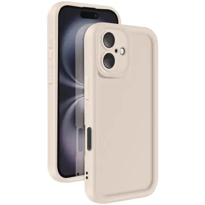 Ohišje za iPhone 16 Silikon Mehak dotik Dvignjene meje, Bež