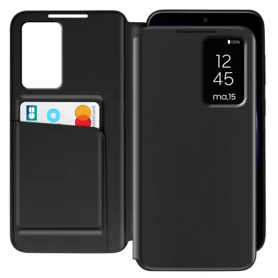 Usnjeno ohišje za Galaxy S23 Display Window Card Holder, Črna