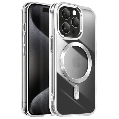 Ohišje MagSafe za iPhone 15 Pro Max Crystal Color Back, Srebrna