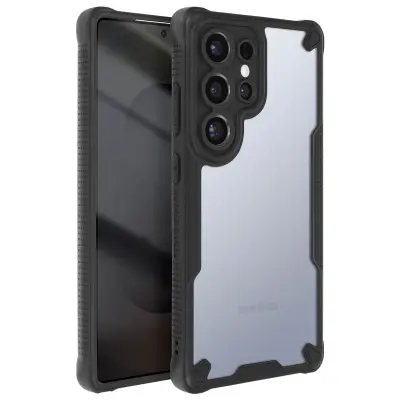 Ohišje za Samsung Galaxy S25 Ultra Odporno na udarce proti krčenju mat nazaj, Črna
