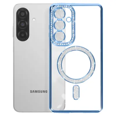 Diamantno ohišje za Samsung Galaxy A26 MagSafe Obris Strass, Modra