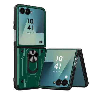 Zaščitni ovitek za Samsung Galaxy Z Flip 7 proti udarcem z nosilcem za magnetni prstan, Zelena