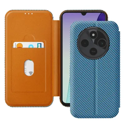 Karbonsko ohišje za Xiaomi Redmi 14C Card Wallet Anti-RFID Support, Modra