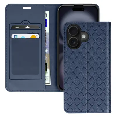 Folio ohišje za iPhone 16 Plus Držalo za kartice Nosilec videoposnetka, Modra noč