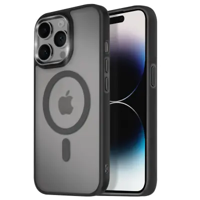 Ohišje MagSafe za iPhone 14 Pro Max Back Mat Frosted Obris, Črna