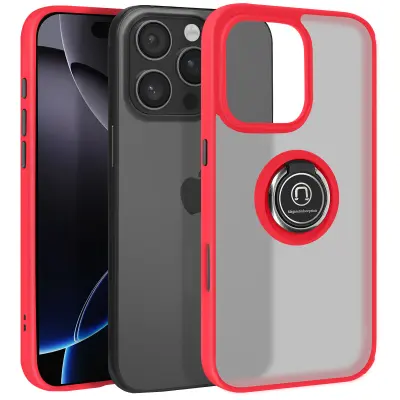 Ohišje za iPhone 16 Pro Max Bague Métallique Support Vidéo, Rdeča
