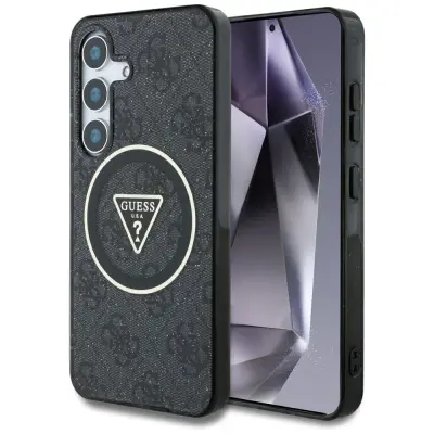 ETUI GUESS 4G GLITTER TRIANGLE BUTTONS   MAGSAFE DO SAMSUNG GALAXY S25+ CZARNY