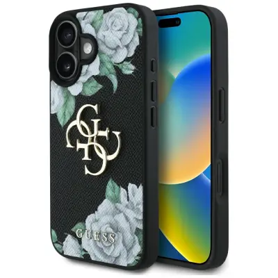 GUESS OVITEK GRINDED ROSES 4G LOGO ZA IPHONE 16 MAGNETNA ZAŠČITA