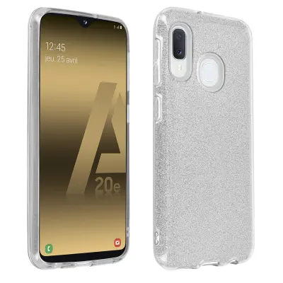 Ohišje za Samsung Galaxy A20e Bleščice, silikonski gel s trdo plastjo, Srebrna