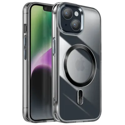 Ohišje MagSafe za iPhone 15 Plus in 14 Plus Crystal Color Back, Črna