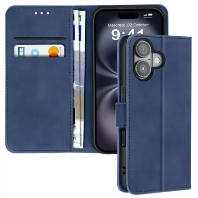 Ohišje za iPhone 16 Plus Clap Wallet Video podpora, Modra noč